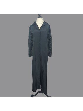 Vintage 80s Black Kaftan Maxi Dress Large Goth Sterling